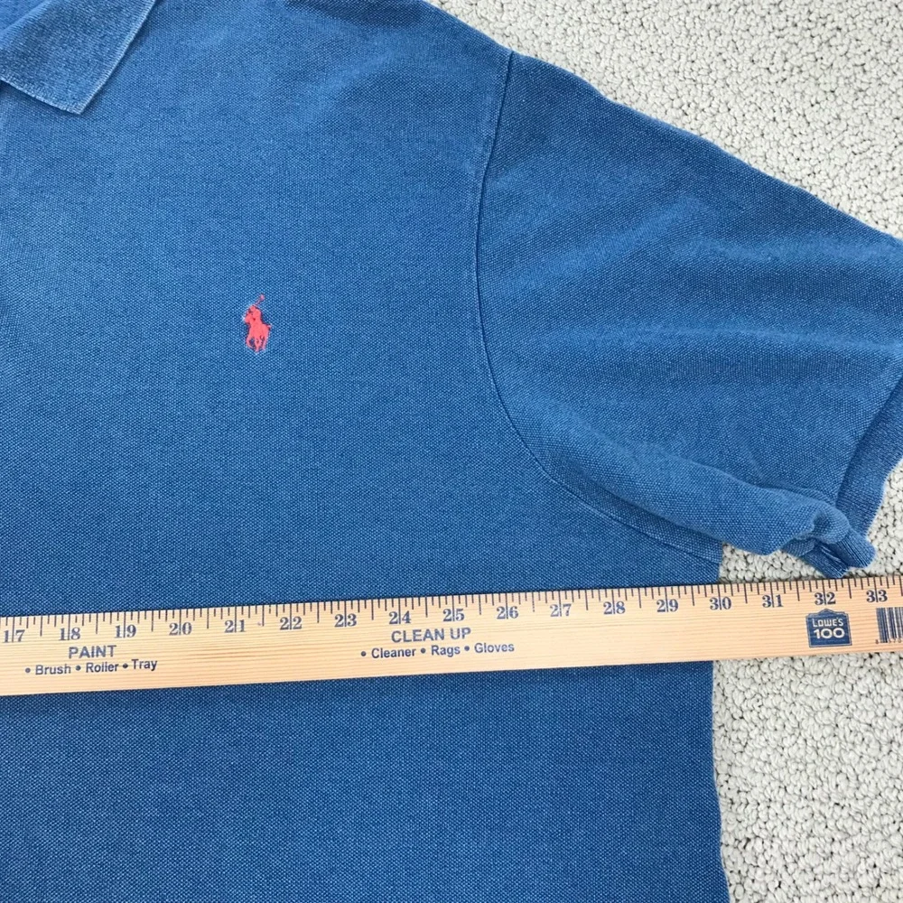 Polo Ralph Lauren Mens 4XB Blue Pique Cotton Short Sleeve Pony Logo Polo Shirt